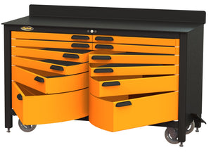 Swivel Storage Solutions - 12 Drawers Workbench - Go Garage Cabinets