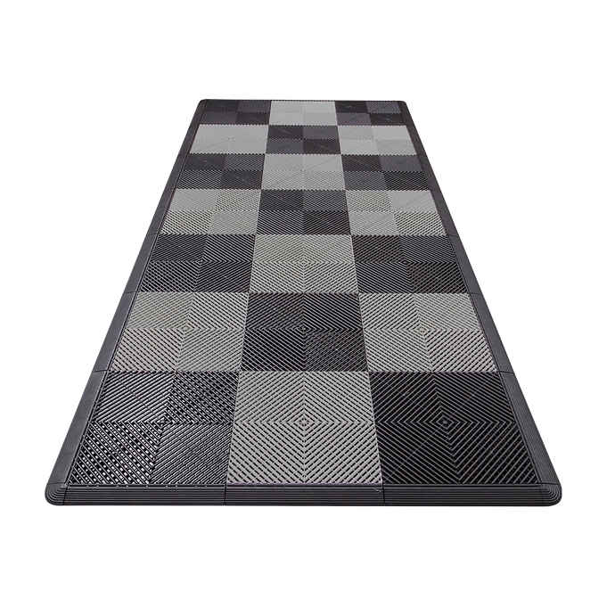 Swisstrax - Ribtrax PRO Small Mat Kit - Checkered (Jet Black/Slate Grey) - Go Garage Cabinets