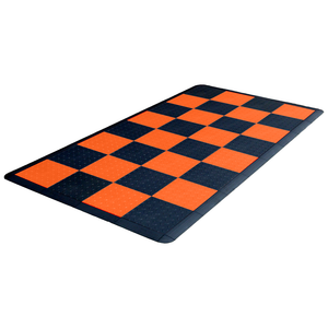 Swisstrax - Diamondtrax HOME Small Mat Kit - Checkered (Jet Black/Tropical Orange) - Go Garage Cabinets
