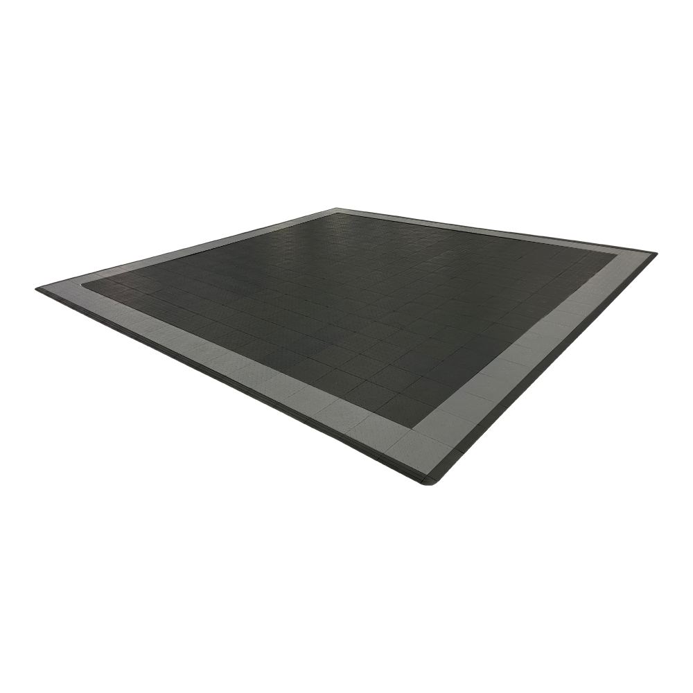 Swisstrax - Diamondtrax HOME Large Mat Kit - Border (Jet Black/Slate Grey) - Go Garage Cabinets